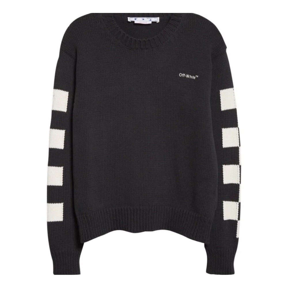 OFF-WHITE C/O VIRGIL ABLOH  Cotton CheckeredCrewneck Size XL Men's - Picture 2 of 12